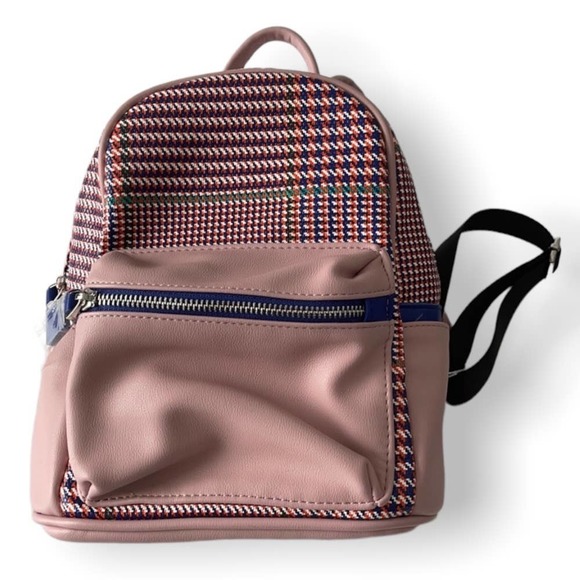 Like Dreams Houndstooth Print Mini Backpack In Blush Pink - Picture 4 of 10